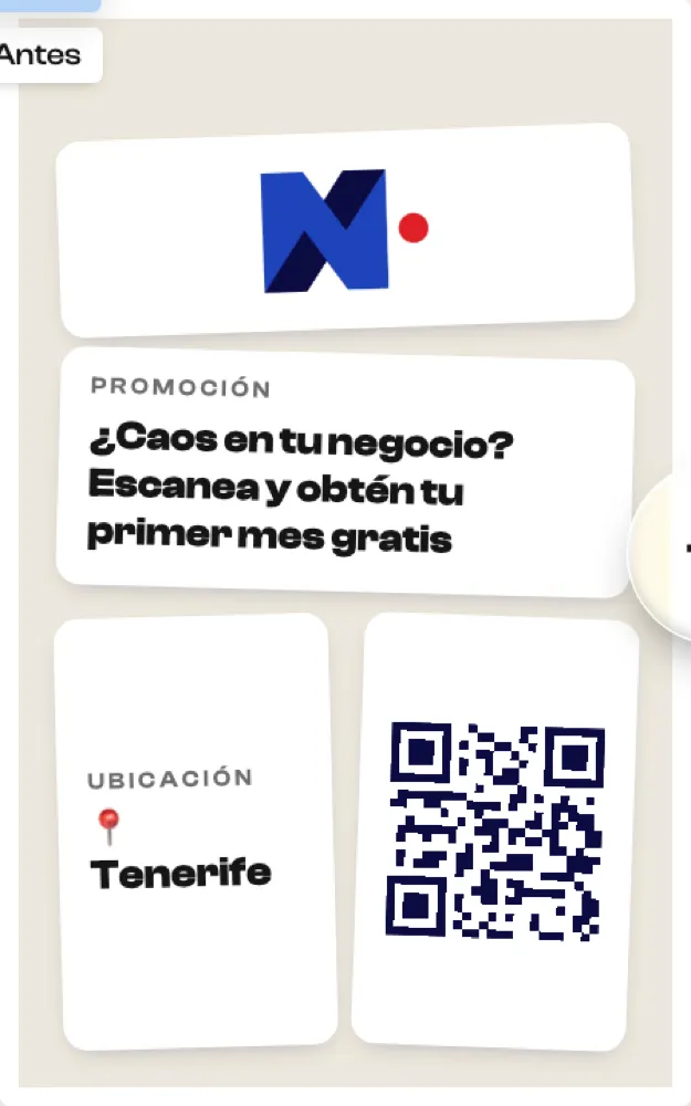 Las piezas de partida: logo, promoción, ubicación y un código QR