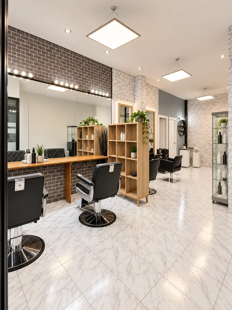 La misma barbería después: limpia, ordenada y con mejor luz